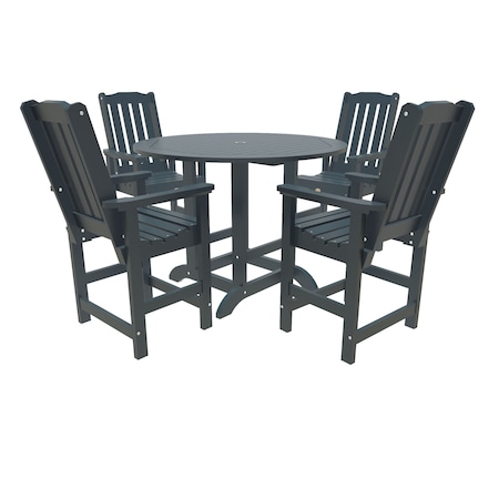 Highwood Usa Lehigh 5pc Round Counter Height Outdoor Patio Furniture Dining Set AD-CNL48-FBE